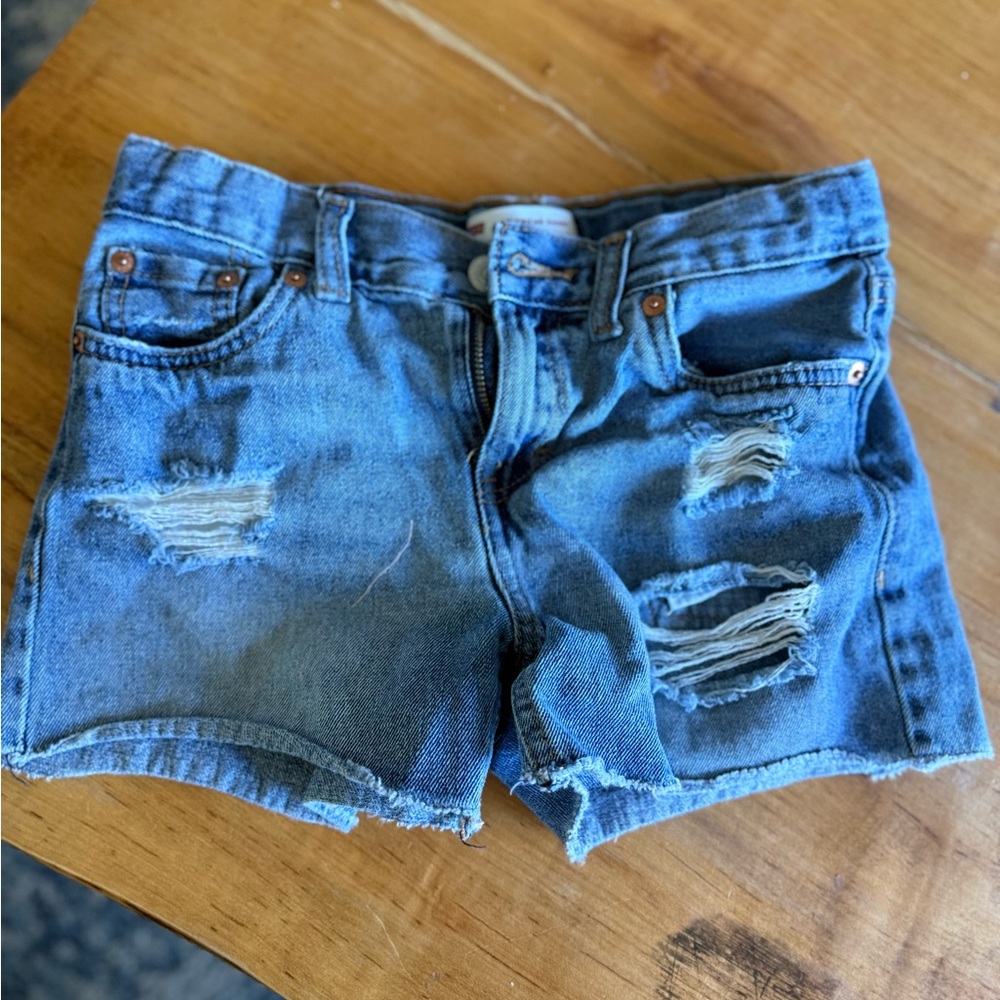 Levi's Kids Light Blue Distressed Denim Shorts